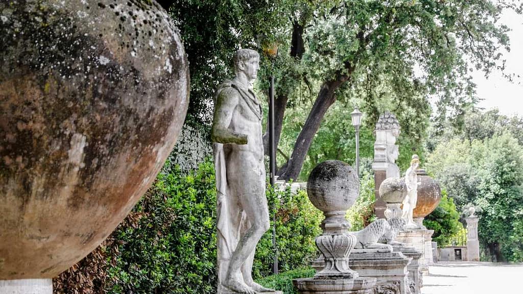 statues in one of parks in Rome